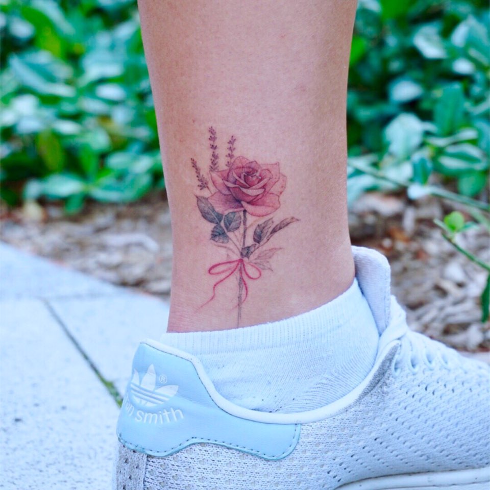 Ankle Flower Tattoo